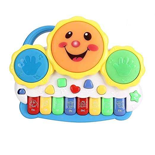 Toyz island Drum Keyboard Musical Piano Toys with Flashing Lights for ...